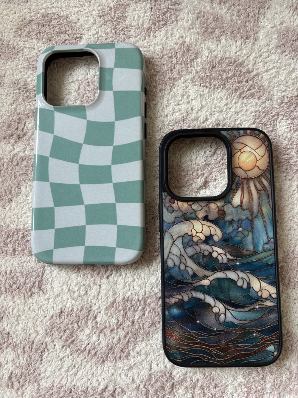 Mint Checkered Apple iphone 15 Pro